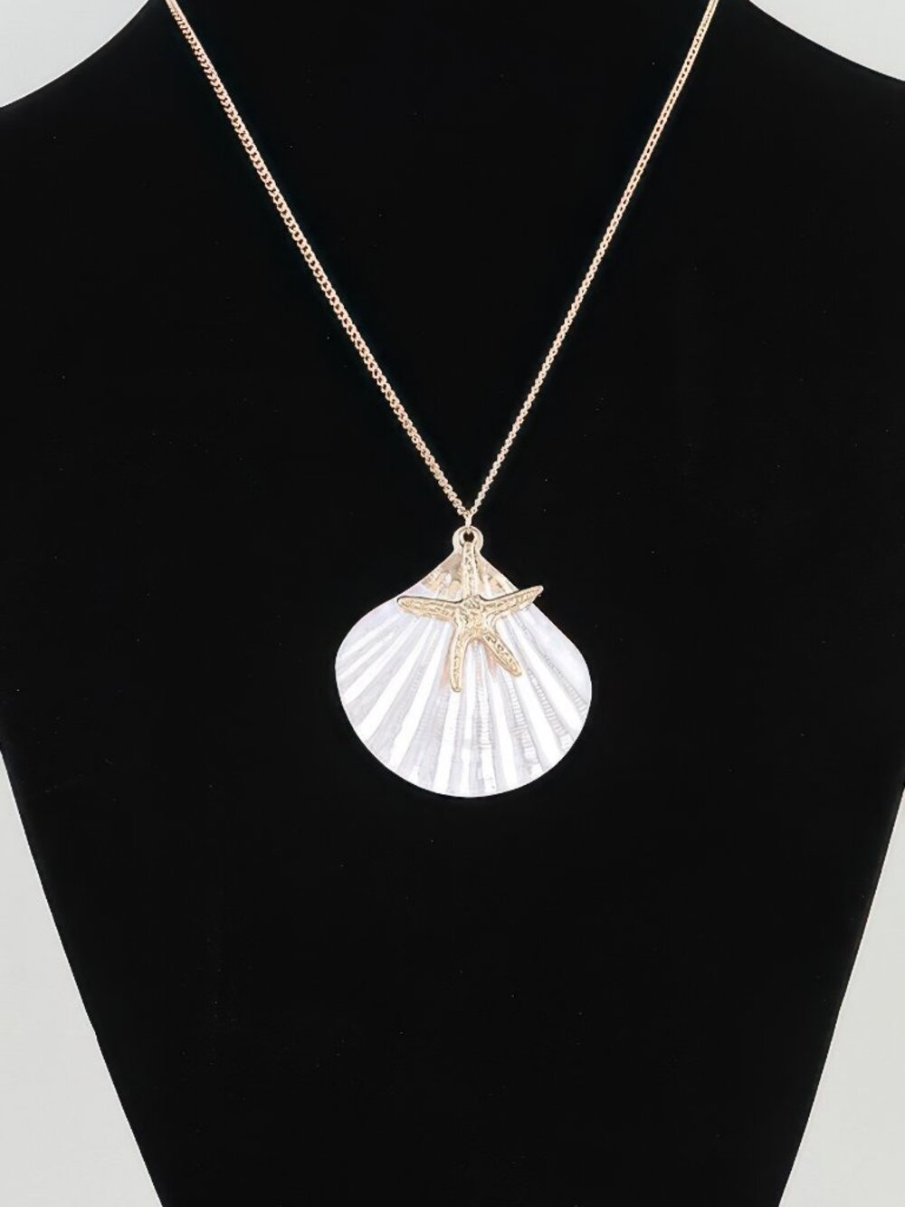 Multi Starfish Seashell Charm Necklace